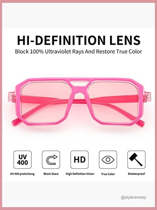 Plastic Aviator Sunglasses Retro Square Frame Polarized UV Protection